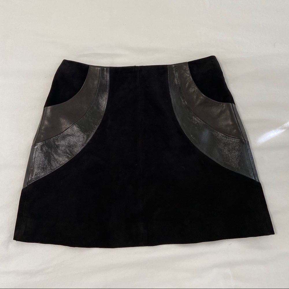 Other Stories Black Suede Leather Panel Mini Skirt